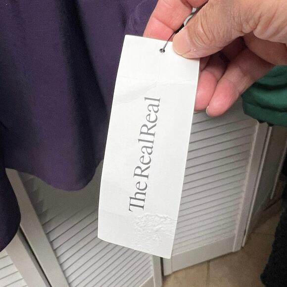 Theory Failly Rove Pleated Drop Waist Long Sleeve Purple Button Shirt Dress Sz 6 - Picture 7 of 8